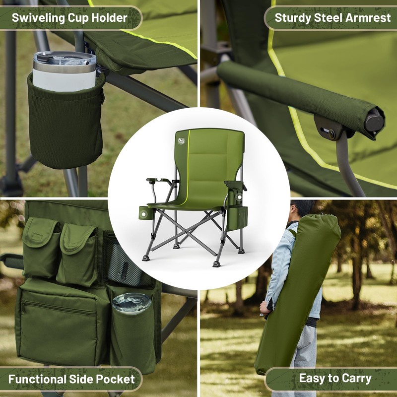 TIMBER RIDGE Oversized Folding Camping Chair High Back Heavy Duty