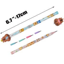 Lopenle 12 Pieces Capybara Pencils Stacking Pencils Animal Stackable Pencil With 64 Replacable Refills For School Students Office Using Supplies.