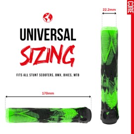 CORE Pro Handlebar Grips, Super Soft 170mm Longneck Universal Cycling Grip fits all Stunt Scooters BMX & Mountain Bikes, Premium comfort Bicycle - Hulk (Green/Black)