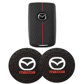 Funda para Llave Mazda Y 2 Posavasos de Coche Mazda 3, CX-5, CX-9, CX-3, Mazda 2 – Protector de Llave y Portavasos Antideslizantes Elegante y Funcional Carcasa de Silicona