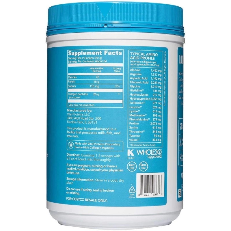 Vital Proteins Collagen Peptides Powder Unflavored 24 oz Expires 2029