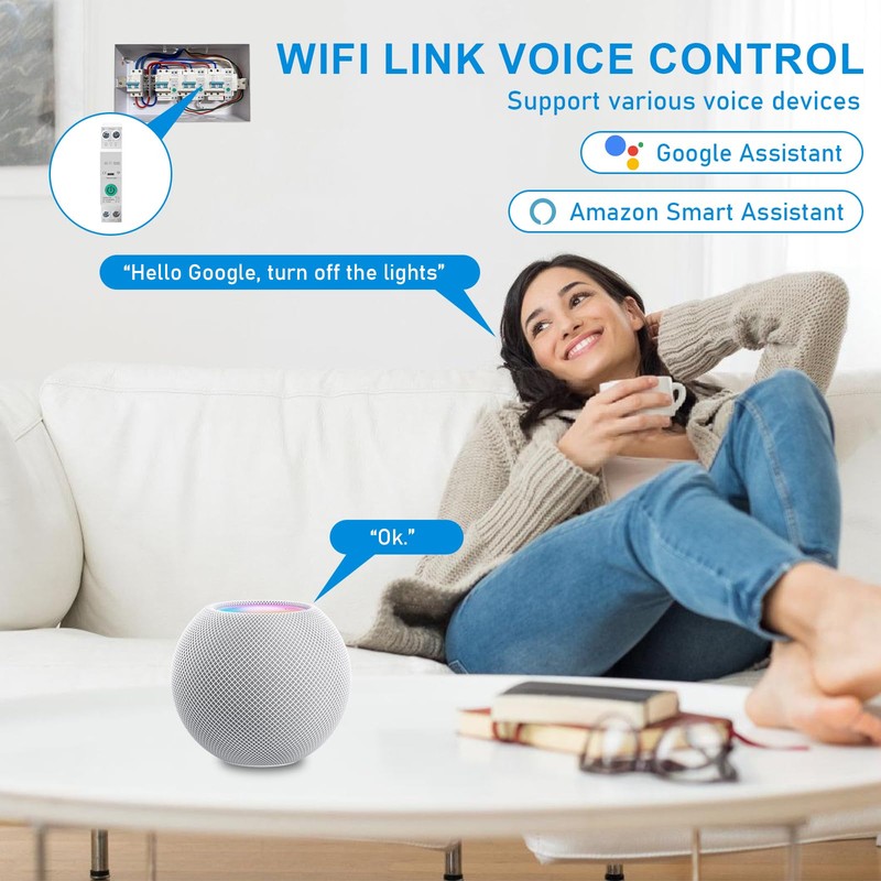 WiFi Smart Circuit Breaker, 1P DIN Rail Home Remote Control