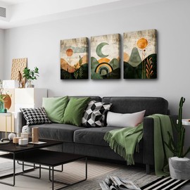 TTHYUEWS Boho Wall Decor For Living Room Canvas Wall Art For Bedroom Office Wall Decorations Abstract Wall Paintings Geometry landscape Wall Pictures Artwork Modern Home Decor 3 Piece Ready To Hang