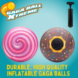 SCS Direct Gaga Ball Xtreme - Paquete de 2 bolas de 21,5 cm con bomba de aire, bolas de goma duraderas para kickball, Dodge Ball, balonmano, cuatro cuadrados, campamento, juegos de fiesta para niños