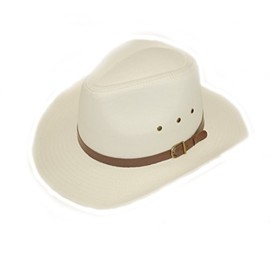 Lightweight Wide Brim Western Cotton Cowboy Hat. with Faux Leather Headband 58CM Cream