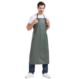 Nanxson Men's Women's Waterproof Apron Oil Resistant Work Apron Meat Apron Butcher Apron, Army Green