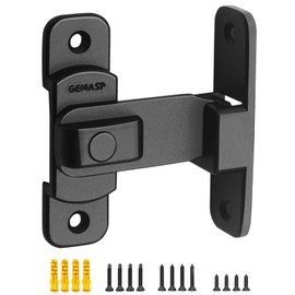 GEMASP Door Lock Latch, 90 Degree Flip Barn Door Lock, Secure Portable Hook Lock Latch for Door, Garden, Bathroom, Garage, Window, Outdoor, Garage, Barn (Black)