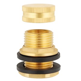 Carvedexquisitely Brass Tank Bulkhead Fitting With Plug,Double 1/2" Female NPT and 3/4" Male GHT (Garden Hose Threaded)