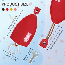 AfitLulu 4 Pieces Car Key Case Creative Pull Out Style Key Bag for Women and Men, PU Leather Key Sleeve Car Key Holder Fashionable Key Pouch for House Keys, Car Key Holders for Handbags (Style 5)
