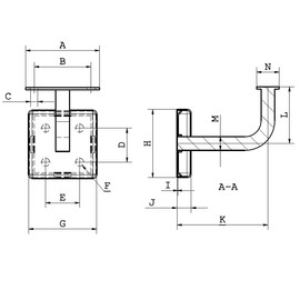 Cosch Edelstahl VKT Handrail Support V2A Polished with Support Plate Straight