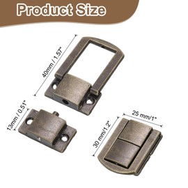 sourcing map 6pcs Toggle Catch Lock, 1.2" x 1" Hasp Lock Latch Mini Hasp Clasp with Mounting Screws for Jewelry Box Gift Box Wooden Cabinet, Bronze
