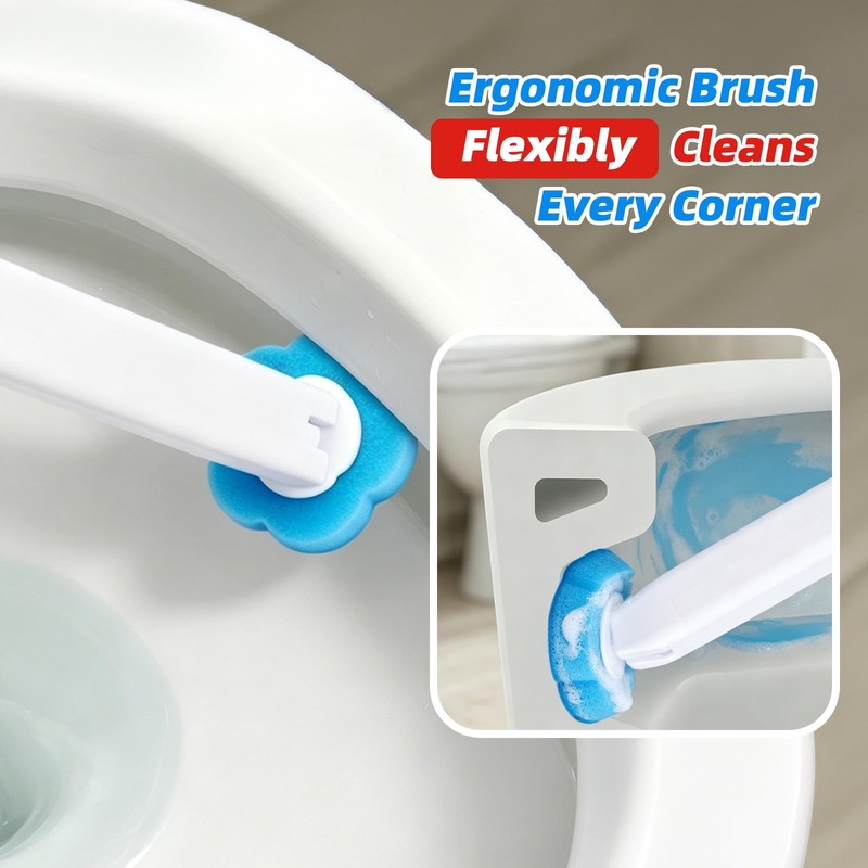 2 Pack Disposable Toilet Brush with 54 Refills, Toilet Bowl