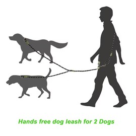 Hands Free Dog Leash Crossbody Dog Leash Rope 8.5ft Hands Free Leash for Large Medium Small Dogs Walking Jogging and Running (Muti-Color, for 2 Dogs)