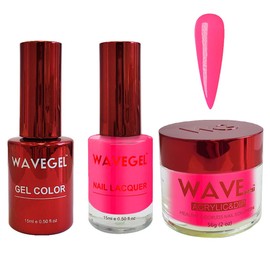 WAVEGEL Soak-Off Gel, Nail Lacquer & Acrylic/Dip Powder Matching Set - Queen Collection - #067 Rosy Posy