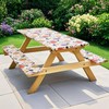FORCHEER Picnic Table Cover with Bench Covers Elastic Floral Waterproof
