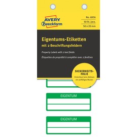Avery Zweckform 6926 (Pack of 50) Eigentums Clear Safety & Security Window Film 50 x 20 mm, 10 sheet, green