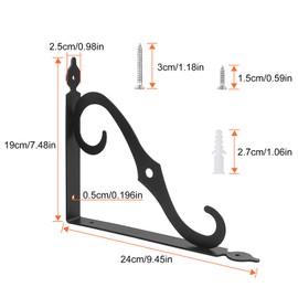 Acrux7 12 Pack Decorative Shelf Brackets - 10 inch Wall Mounted Floating Shelf Bracket - Heavy Duty Metal L Shape Shelf Supporter for DIY Open Shelving, Black