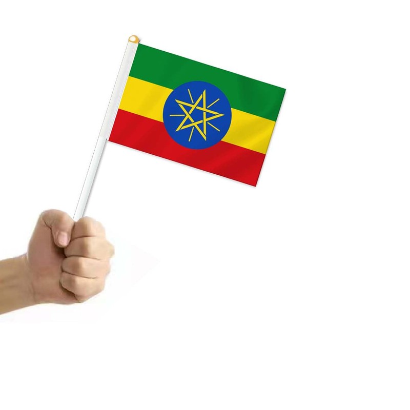 25 PCS Ethiopia Handheld Small Flag, Ethiopian Hand held Mini