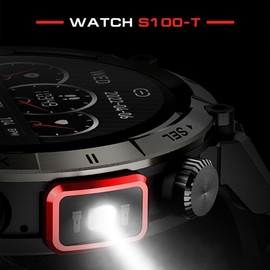 SmartWatch with Flashlight, 1.45" HD Outdoor Tactical Rugged Smartwatch, Sports Fitness Tracker Watch with Heart Rate Sleep Monitor Multifunctional Smartwatch