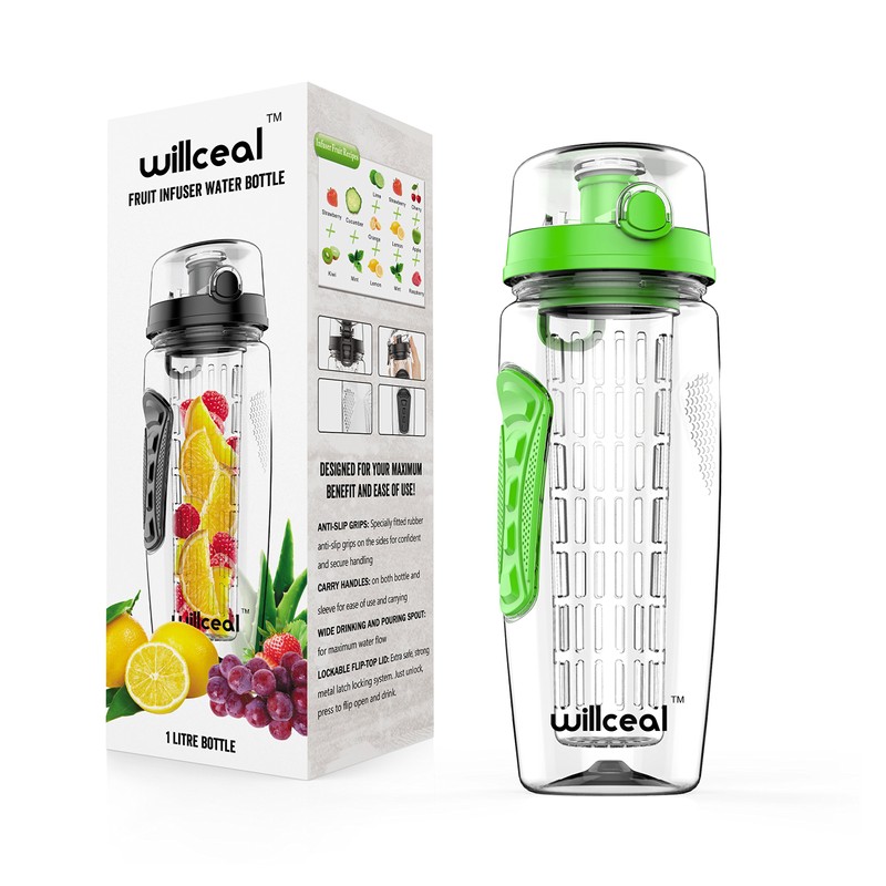 willceal Fruit Infuser Water Bottle 32oz Durable, Large - BPA