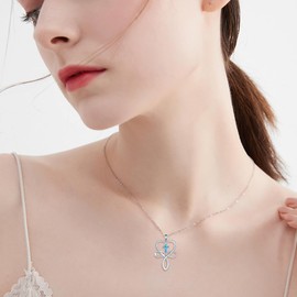 YFN Cross Necklace Sterling Silver Blue Opal Cross Pendant Necklace Infinity Heart Cross Jewellery for Women Christian Gifts