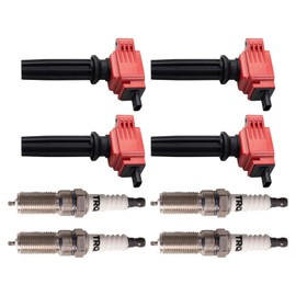 TRQ Ignition Kit Ignition Coil Spark Plugs Compatible with 12-19 Ford 13-17 Jaguar 12-17 Land Rover