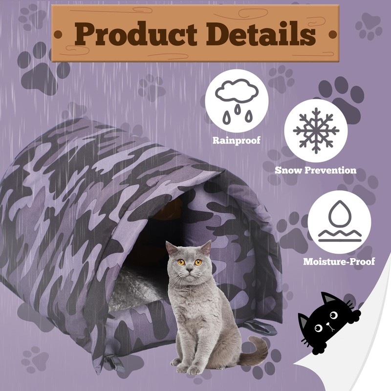 DoubleFill 3 Pcs Cat Houses for Outdoor Cats Winter Weatherproof