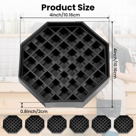 6 Pcs 4 Inch Coffee Drip Tray, Black Plastic Octagon Coffee Drip Tray with Honeycomb Grid, Coffee Countertop Octagon Drip Trays for Coffee, Tea, Wine