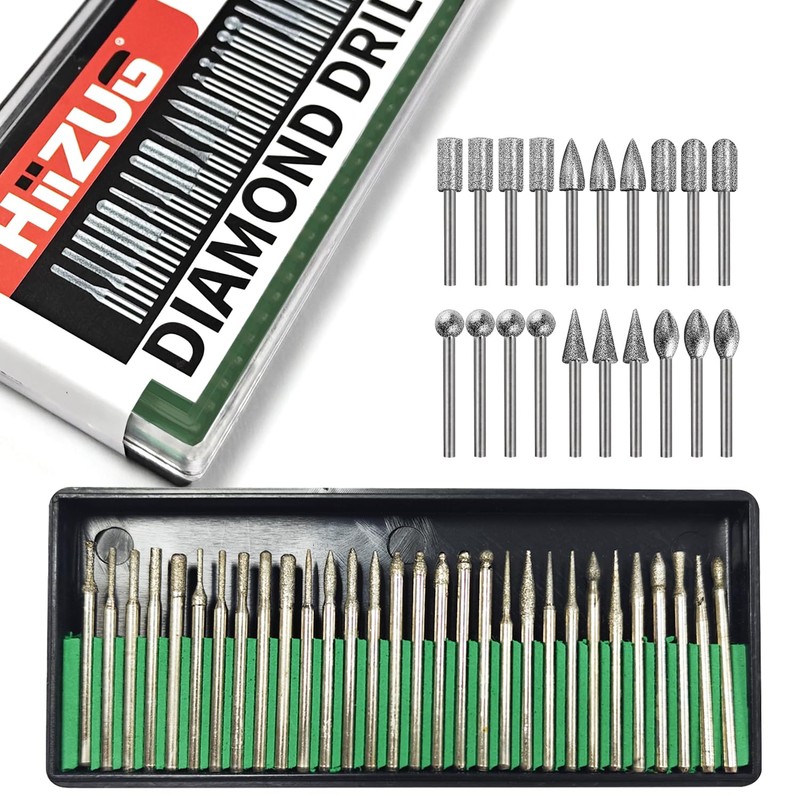 1/8" Shank Diamond Grinding Burr Bits (50 Pcs) for Dremel