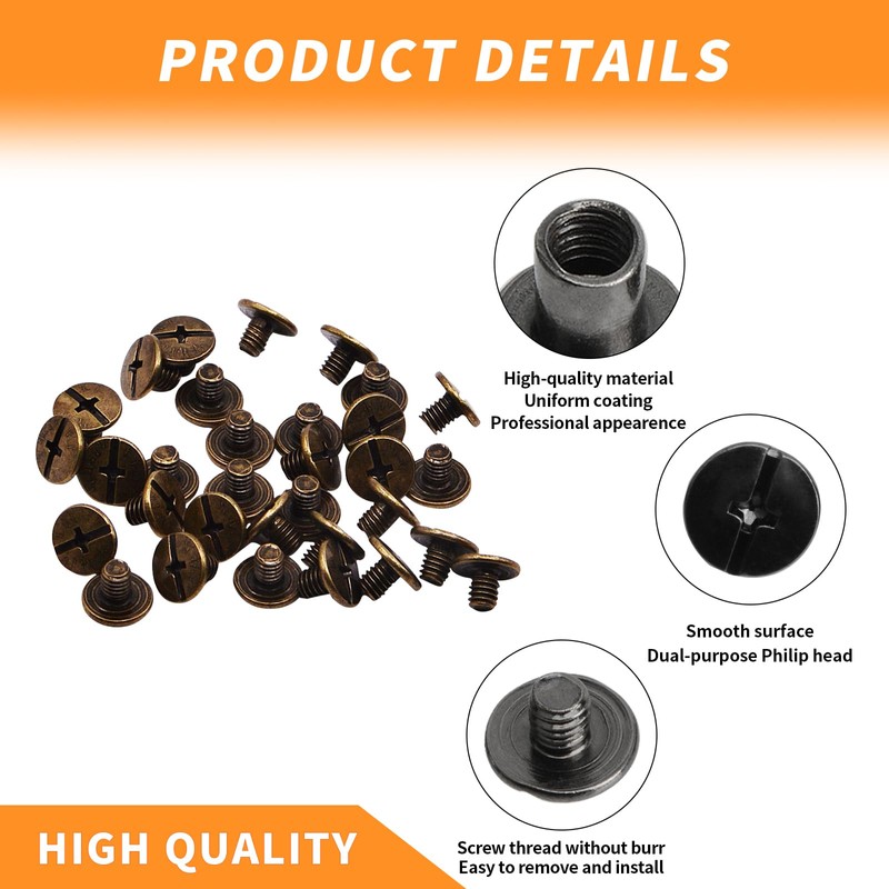 Begino 100pcs Chicago Screw M5x20mm Slotted Binding Screws for Rivet