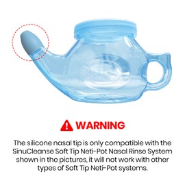 Calvana (4-Pack) Neti Pot Nasal Tips, Compatible with SinuCleanse Soft Tip Neti-Pot Nasal Rinse System, Food-Grade Silicone, BPA-Free & Latex-Free