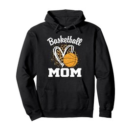 Basketball Mom Leopard Heart Pullover Hoodie