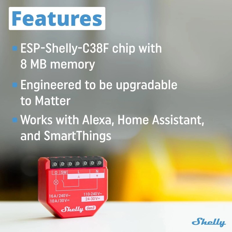 Rarewaves Shelly 1PM Gen3 | WiFi Smart Relay Switch with