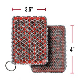 Knapp Made Combo Chainmail Cast Iron Scrubber with Silicone Core - Heavy Duty Rings and Fine Chainmail Rings -Premium Cast Iron Cleaner Chainmail Scrubber -Perfect for Cast Iron Cookware,Skillet,Woks