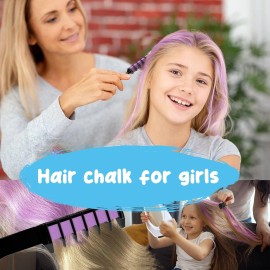 Magicat Hair Chalk for Girls, 10 Colors, Washable, Non-Toxic, Includes 5 Hair Ties, Gift