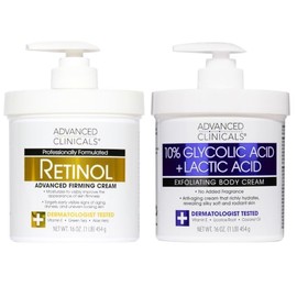 Advanced Clinicals- Loción corporal exfoliante con retinol + 10% de ácido glicólico y ácido láctico | Crepey Sk