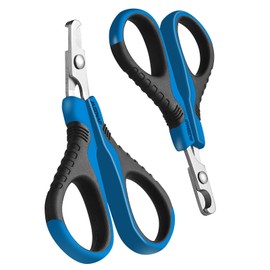 JAZZZNAP Cat Nail Clippers, Pet Nail Cutter Kitten Nail Trimmers for Cat, Puppies, Birds, Curved and Flat Tips with Non-Slip Handle (Blue)