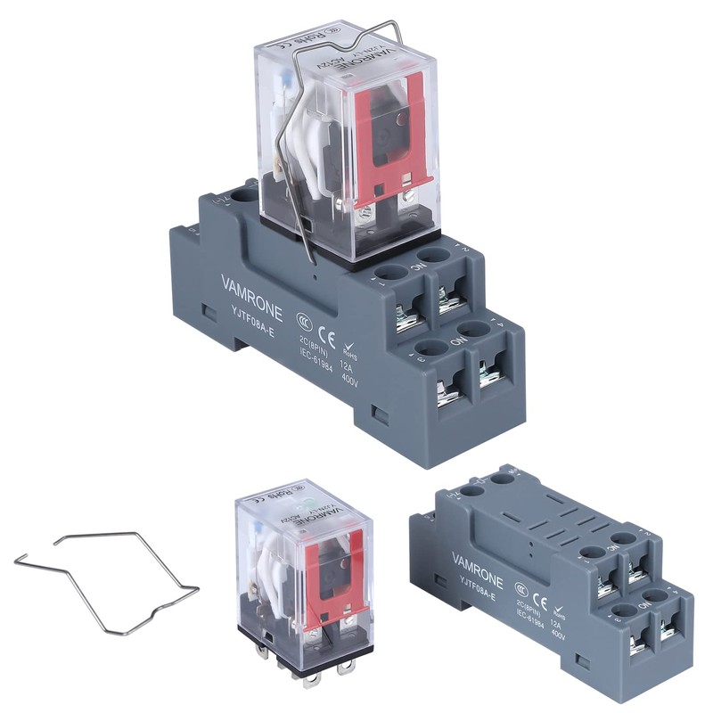 2PCS Electromagnetic Power Relay, 8-Pin 10A 12 AC Relay Coil