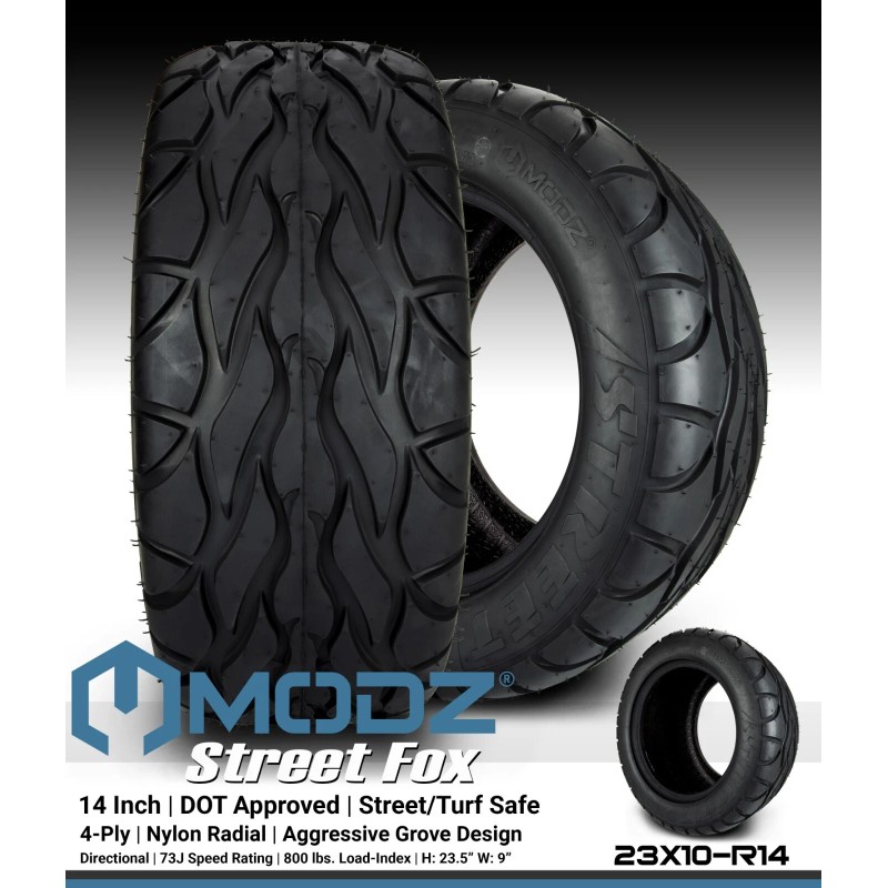 MODZ Street Fox 23x10-14 Radial Golf Cart Tire Bulk Discounts