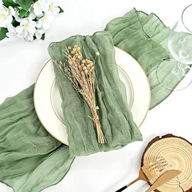 Prosky 6 PCS Gauze Cheesecloth Napkins , Chiffon Dinner Napkins Cloth with 6 PCS of Rope , Table Napkins , Cheesecloth Napkins , Napkin , Table Napkins Cloth Set of 6 ( 18 x 18 Inch ) (Sage Green)