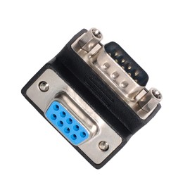 cablecc DB9P Male to Female D-Sub RS232 9Pin 90 Degree Up Angled Extension Adapter