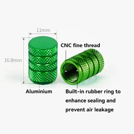 SANTUO Metal Dust Caps for Car Tyre - 4Pcs Aluminium Valve Caps, Rustproof Airtight Car Bike Motorbike Caps (Green)