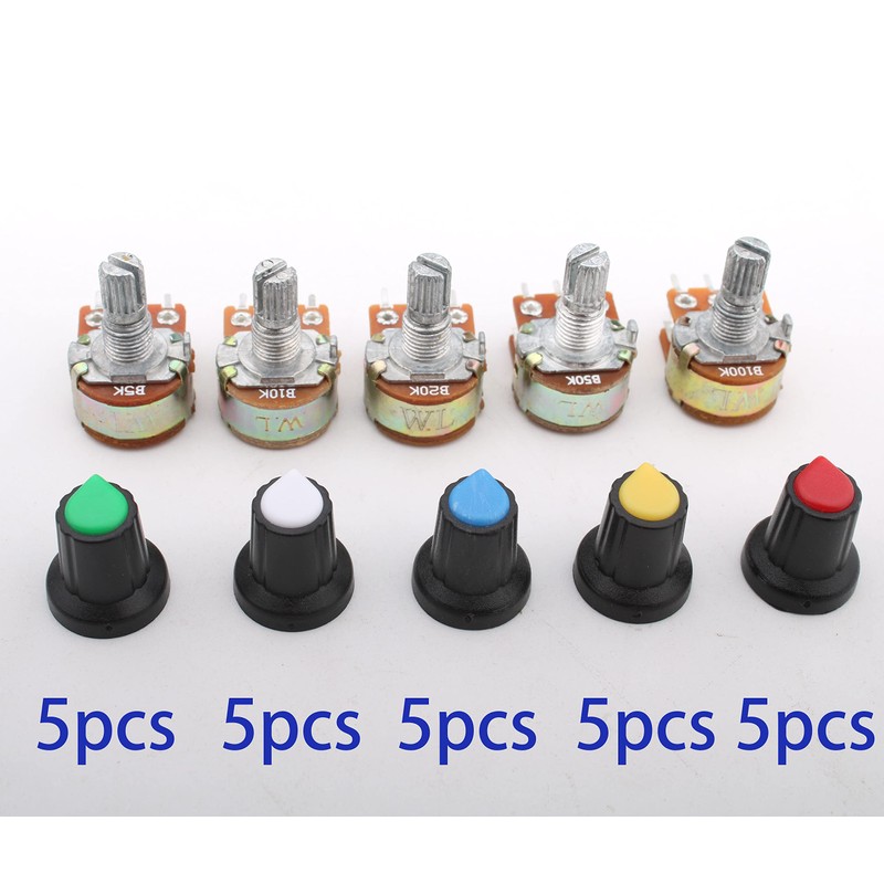 RUNCCI-YUN 20pcs Potentiometer Kit, Linear Potentiometer (B5K B10K B20K B50K