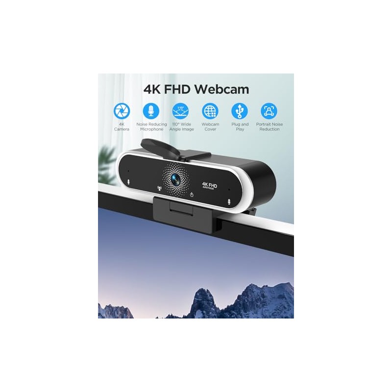 NIVEOLI Cámara Web 4K con micrófono y Cubierta de privacidad