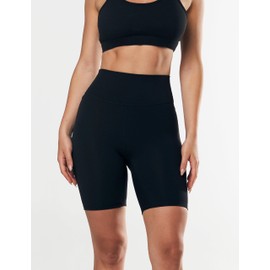 CHARMKING High Waisted Biker Shorts for Women - 5"/8" Tummy Control, Ultra-Comfort for Workouts, Yoga & Daily Wear (8", Black, Small-Medium)