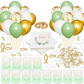 Christening Decoration, Boy Girl Decoration, Christening, Communion Decoration, Christening Balloons, Napkins, Christening Decoration and More, Christening Decoration Set, Ideal for Boys with Saying