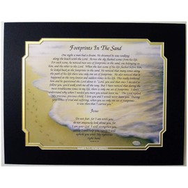 NAMES TO REMEMBER What's in a Name? "Footprints in The Sand On Footprints2 Art Background w/Black & Frosted Gold Dual Matte Border ... Español or English Versions