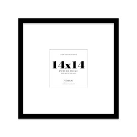 14x14" Square Picture Frame, Display Pictures 10x10" With Mat or 14x14" Without Mat, Wall Hanging & Free Standing Photo Frame, Black, 1 Pack
