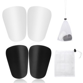 2 Pairs Mini Soccer Shin Guards, 3.93 x 2.36 inch Small Football Shin Pads, Miniature Shin Protector with Mesh Bag, Lightweight Sports Protective Equipment for Youth Adults Kids (Black, White)