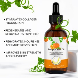Pumpkin Seed Oil for Hair Growth 60ML, Organic Pure Pumpkin Essential Oil for Hair, Eyebrow & Eyelash Growth, Skin Care, Scalp Massage